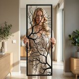 Wallxpert metalni zidni ukras 5234, grane drveta u uskom vertikalnom ramu, 34 x 100 cm, crni | Eponuda.com