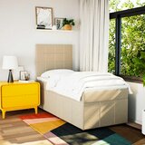  Okvir kreveta s oprugama i madrac krem 80x200 cm od tkanine | shoptok.hr