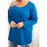 Kesi Plus Size women's blouse with a boat neckline blue | Shoptok.si