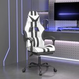  Okretna igraća stolica s osloncem bijelo-crna od umjetne kože | shoptok.hr