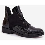 VINCEZA Patent Leather Women's Ankle Boots with Decorative Embossing Insulated | shoptok.hr