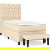vidaXL Krevet s oprugama i madracem krem 90 x 200 cm od tkanine | shoptok.hr
