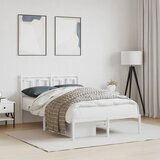 Maison Chic Kovinski Posteljni okvir - Dvoposteljna postelja - Zakonska postelja z vzglavjem bel 120x190 cm, (21693045) | Shoptok.si