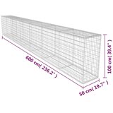  Gabionski zid s poklopcem od pocinčanog čelika 600x50x100 cm | shoptok.hr