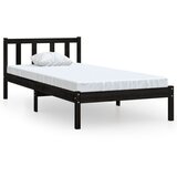 The Living Store Posteljni okvir črn iz trdne borovine 75x190 cm - Posteljni Okvir, (21527029) | Shoptok.si