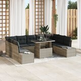 vidaXL Vrtni kavč set Set 10 Bež in siva PE ratan, jeklo, poliester | Shoptok.si