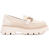 GOODIN Beige platform loafers with gold chain | Shoptok.si
