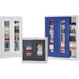 mauser Omara z drsnimi vrati in kontrolnimi okenci, z 2 x 2 policama, VxŠ 1000 x 1500 mm, globina 500 mm, vrata svetlo siva | Shoptok.si