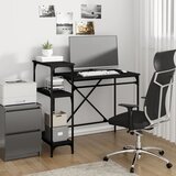vidaXL Radni stol s policama crni 105x50x90 cm drvo i željezo | shoptok.hr