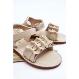 EVENTO Children's Sandals With Velcro Hearts Beige Havana | Shoptok.si