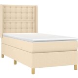  Box spring postelja z vzmetnico LED krem 100x200 cm blago, (20901193) | Shoptok.si