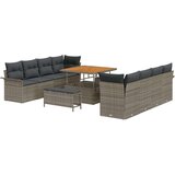  11-delni vrtni kavč set z oblazinjenjem siva poli ratan akacija | Shoptok.si