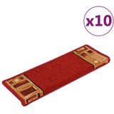  Otirači za stepenice samoljepljivi 10 kom 65x21x4 cm crveni | shoptok.hr
