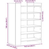 vidaXL Ormarić za cipele boja hrasta 74,5x37,5x100cm konstruirano drvo | shoptok.hr