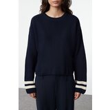 Trendyol Navy Blue Crop Striped Knitwear Sweater | Shoptok.si