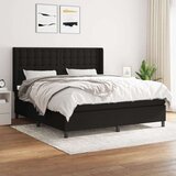  Box spring postelja z vzmetnico črna 160x200 cm blago, (20896970) Cene