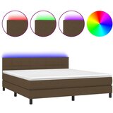 vidaXL Box spring postelja z vzmetnico LED temno rjava 180x200cm blago, (20898386) Cene