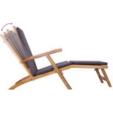 PREKLOPNA ležaljka s jastučićem Tamnosiva Čvrsto teak drvo | shoptok.hr