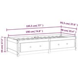  Dnevna postelja bela 90x190 cm 3FT trdna borovina, (20725500) | Shoptok.si