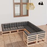 The Living Store Vrtna sedežna garnitura 8-delna z blazinami trdna borovina - Vrtna Sedežna Garnitura, (21470910) | Shoptok.si