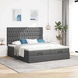 vidaXL Otomanski posteljni okvir z vzmetnicami siv 200x200 cm blago | Shoptok.si