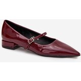 Boto Patent leather ballerinas with a delicate heel with strap Bordeaux Isvella | Shoptok.si