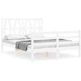 Maison Chic Posteljni okvir - Dvoposteljna postelja - Zakonska postelja z vzglavjem bel 120x200 cm trden les-J15601, (21771513) | Shoptok.si