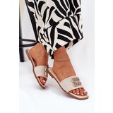 Boto Elegant Women's Slippers With Decoration On Flat Heel Beige Lovehia | ePonuda.com
