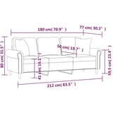 vidaXL Trosjed s ukrasnim jastucima boja vina 180 cm baršunaste | shoptok.hr