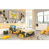 ADRK Furniture Otroška postelja Tractor - 80x160 cm - rumena