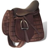 vidaXL Sedlo za Jahanje Komplet 16 od Prave Kože Smeđe 14 cm 5 u 1 Cijene