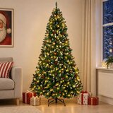  Umjetno božićno drvce sa šarkama 210 cm 300 LED lampica - Zelena sa zasnježenim vrhovima Ø 106 x 210 cm s 300 LED žaruljica | shoptok.hr