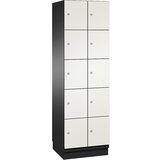 C+P omara cambio s predelki z zaklepanjem in vrati iz hpl, 10 predelkov, korpus črno siv / vrata bela, širina 600 mm | Shoptok.si