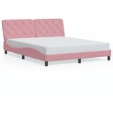  The Living Store Posteljni okvir z LED lučkami roza 160x200 cm žamet - Posteljni Okvir, (21439842) | Shoptok.si