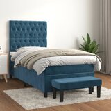 The Living Store Box spring postelja z vzmetnico temno moder 90x190 cm žamet - Box Spring Postelja, (21489522) Cene