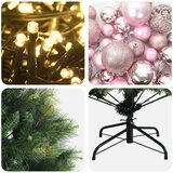  Umjetno božićno drvce s kuglicom 240 cm 300 LED lampica - Zelena 240 cm s LED-ima i ružičastim lopticama | shoptok.hr