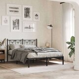vidaXL Kovinski posteljni okvir z vzglavjem črn 135x190 cm | Shoptok.si