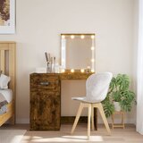 vidaXL Toaletna mizica z LED lučkami dimljen hrast 90x42x132,5 cm Cene