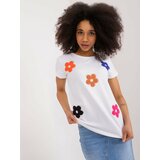 Fashion Hunters White T-shirt with BASIC FEEL GOOD patches Cene