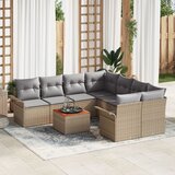 vidaXL 9 Delni Vrtni Sofa Set z Blazinami Bež Poli Ratan Akacija Cene