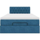 vidaXL Otomanski posteljni okvir z vzmetnico moder 120x190 cm žamet | Shoptok.si