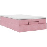 vidaXL Otomanski posteljni okvir z vzmetnico roza 120x190 cm žamet | Shoptok.si