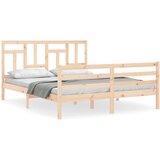 Maison Chic Posteljni Okvir - Dvoposteljna postelja z vzglavjem 160x200 cm trden les, (22080259) | Shoptok.si