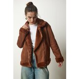 Women's Brown Shearling Nubuck Coat