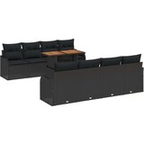  9-dijelni vrtni sofa set s jastučićima Crni poli ratan akacija 2-sjedala vrtni sofa s jastučićima Crni poli ratan | shoptok.hr