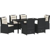vidaXL 7-delni vrtni jedilni set Črn Poli Ratan, (22116003) | Shoptok.si