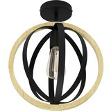 Eglo Basildon plafonjera E27, 32 cm, crna/drvo, 43736 | shoptok.hr