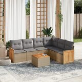 Maison Chic Seti vrtnega pohištva - Vrtna garnitura - Vrtni pohištvo set 7-delna z blazinami bež poli ratan, (21805962) | Shoptok.si