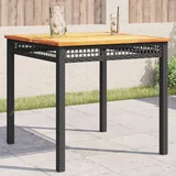  Vrtni stol crni 80 x 80 x 75 cm od poliratana i drva bagrema