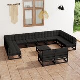 The Living Store Vrtna sedežna garnitura13-delna z blazinami črna trdna borovina - Vrtna Sedežna Garnitura, (21480149) | Shoptok.si